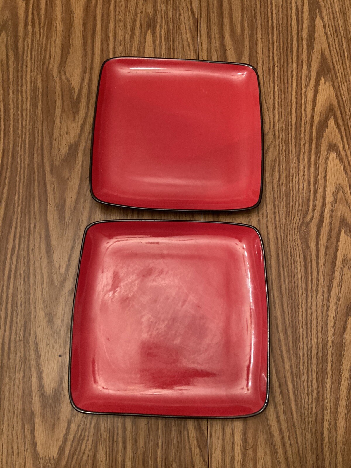 Home Trends RAVE RED Black Modern Square 10 1/2” Dinner Plate 2 ...