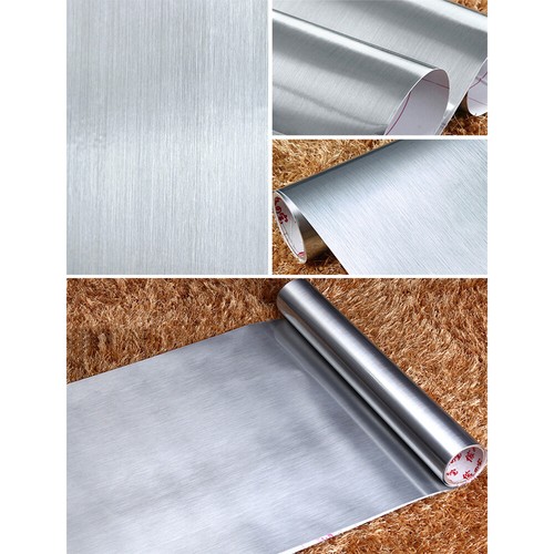 2 Roll Stainless Steel Brushed Self Adhesive Contact Paper Vinyl Wallpaper Decor - Picture 5 of 11