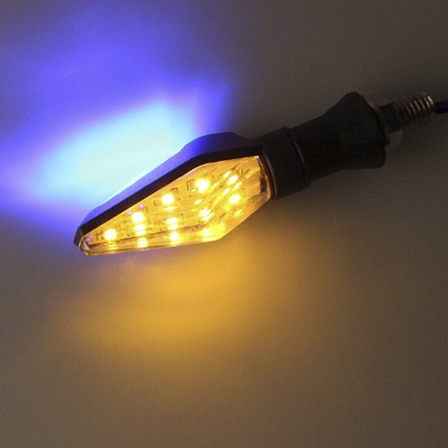 12LED Amber+Blue Motorcycle Turn Signal Indicator Light Blinker Universal US _ou - Picture 7 of 9