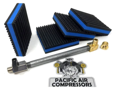 INGERSOLL RAND 2475 , 318V BELAIRE AIR COMPRESSOR INSTALLATION KIT TANK DRAIN EXTENSION 1/4'' MPT X 6'' & 4X4 PADS