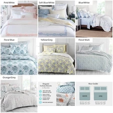 MARTHA STEWART Floral 3pc Set-1 Duvet, 2 Pillow Shams, 100% Cotton For Comforter