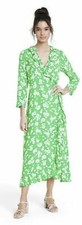 Women Large/L *RIXO* For Target Daisy Ruffle Wrap Green Dress Size  3/4 Sleeve