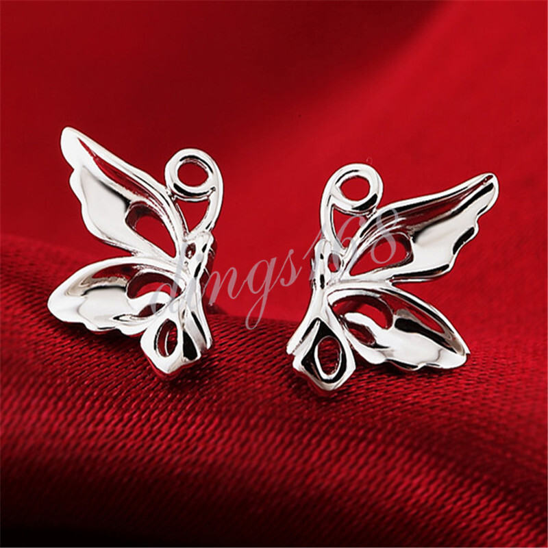 925 Sterling Silver 10mm Open See-through Half-Butterfly Stud Post Earring L1042