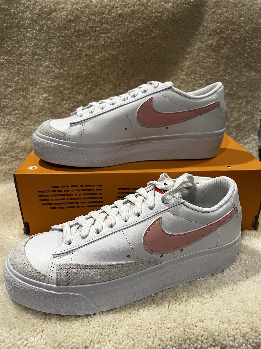 Nike Blazer Low Platform White Pink Glaze DJ0292-103 Womens Size 8
