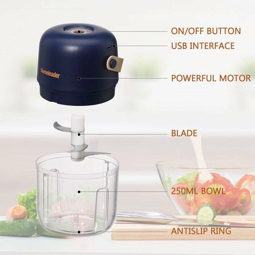 Electric Mini Garlic Chopper Meat Grinder Nut Fruit Vegetable Food Crusher 250ML - Picture 4 of 12