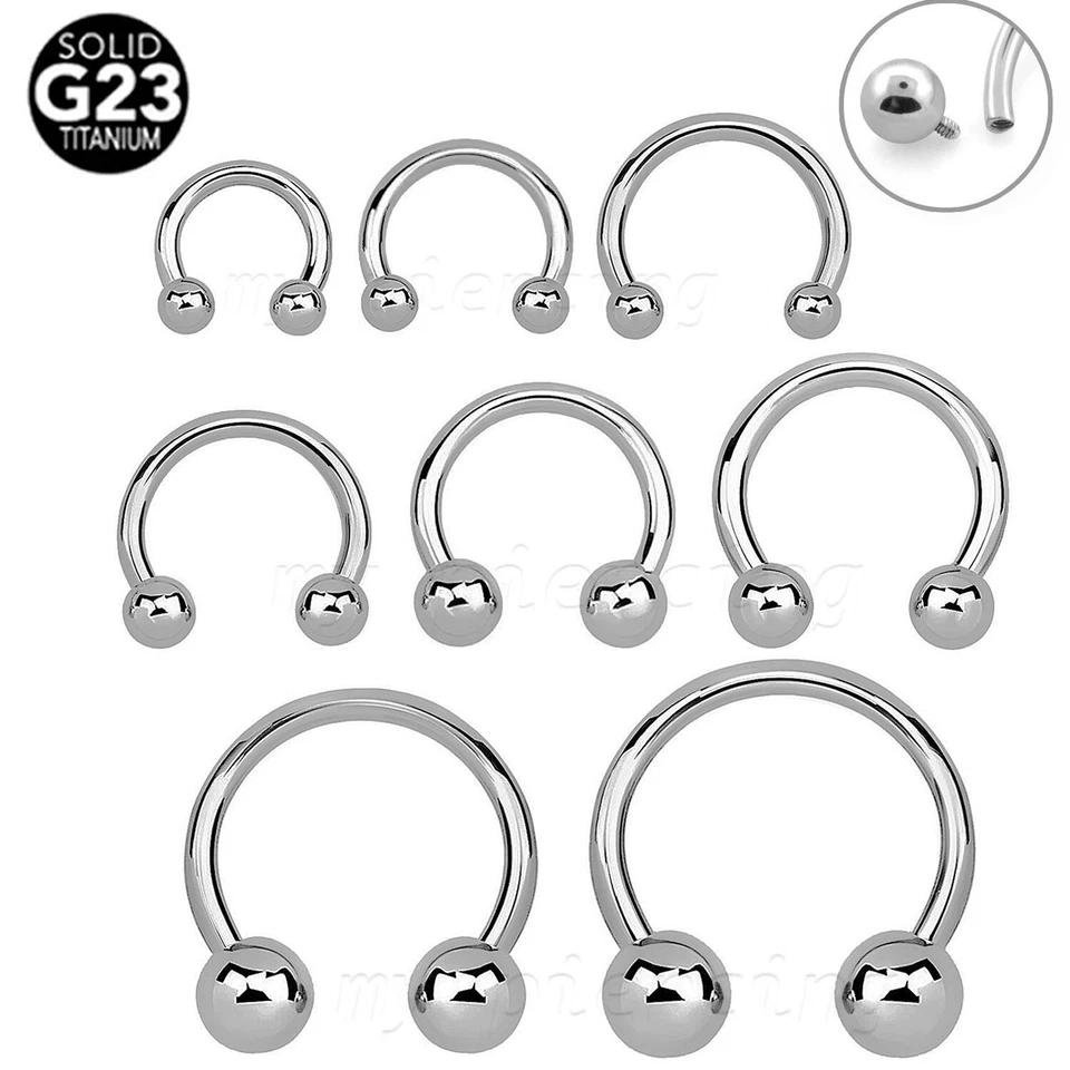 2x Grado Implante Titanio Roscado Internamente Herradura Orejas Circulares Labio Tabique Foto 2 de 4