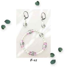 Glitter Princess - Glass Pearl Acrylic Beaded Stretch Bracelet and Earring Set