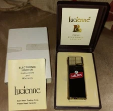 Vintage Carlton Lucienne Piezo Electronic Lighter In Original Box w/ Paperwork