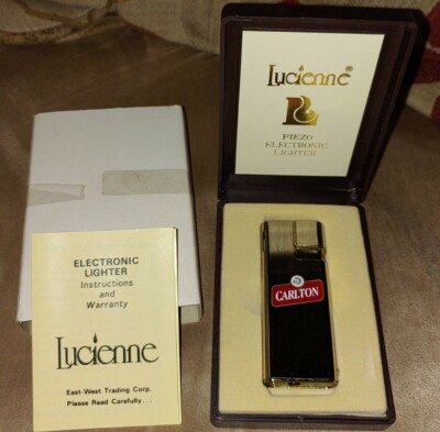 Vintage Carlton Lucienne Piezo Electronic Lighter In Original Box w/Paperwork