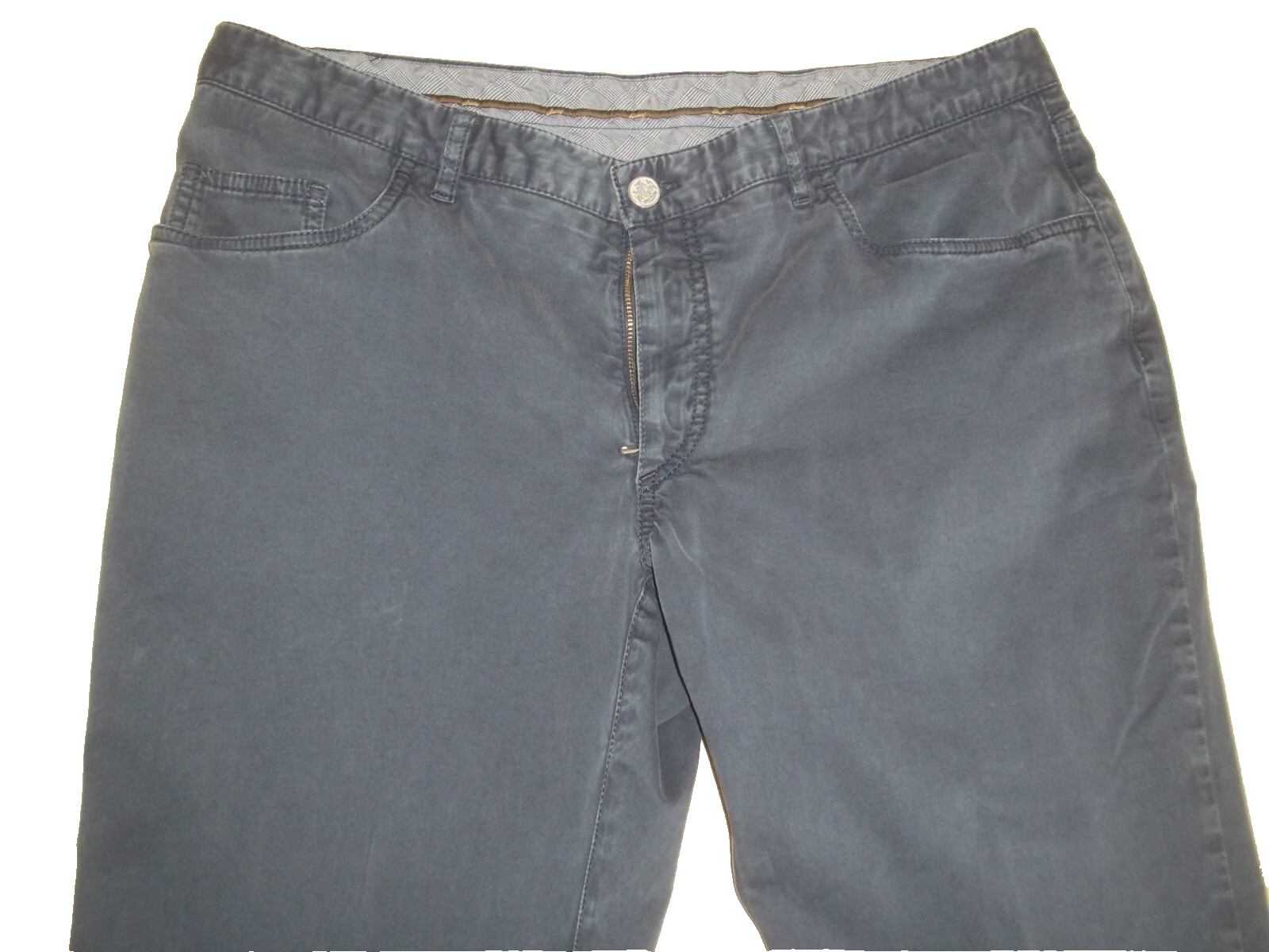 ( Brioni solid gray flat front cotton slim denim … - image 8