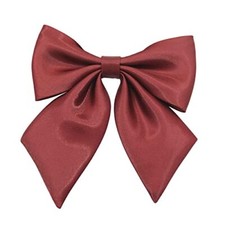 Adjustable Pre-tied Bow Tie for Girls Uniform Solid Color Bowties for Wine Red