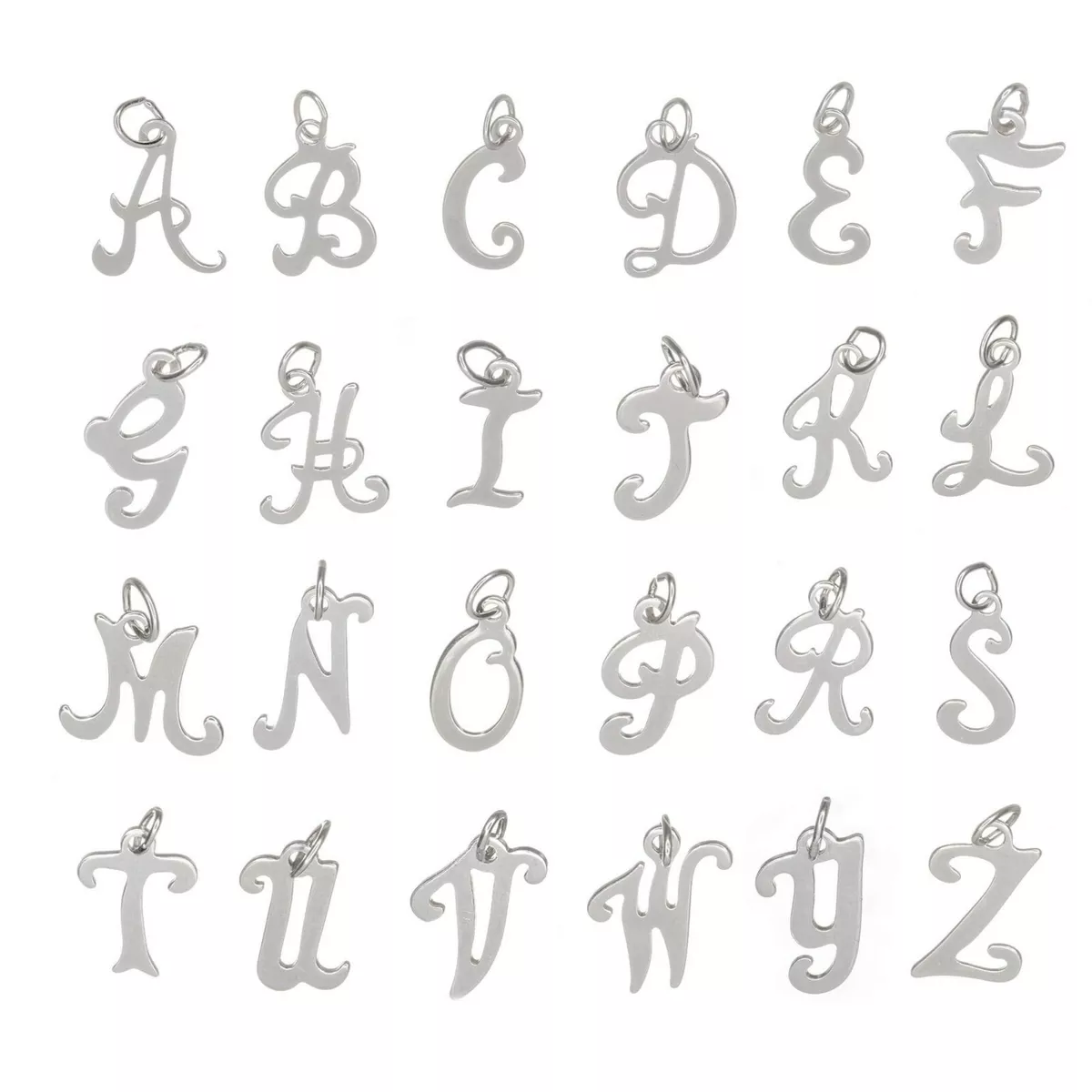 New 925 Sterling Silver Alphabet Charm Pendant Small Script Initial Letter A Z