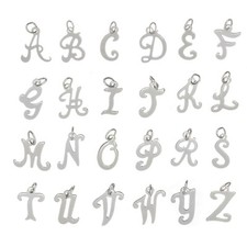 925 Sterling Silver Alphabet Pendant Charm Initial Small Script Letter A-Z Gift