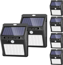 SEZAC Solar Lights Outdoor [42 LED/3 Working Mode], Security 6Pack 