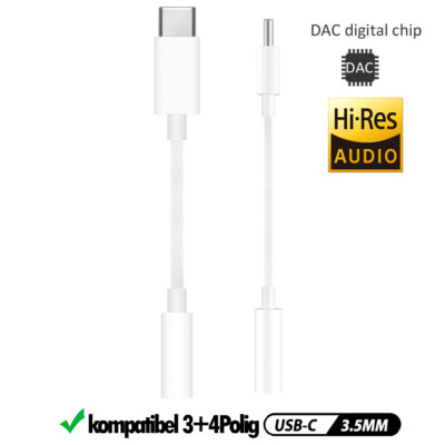 Smartphone Handy Tab Usb C zu 3.5M Aux Digital Audioadapter Audiojack Kopfhörer
