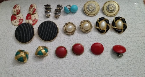 New ListingLot of 10 Vintage Clip‑On Earrings Mixed Styles Gold Silver Costume Jewelry