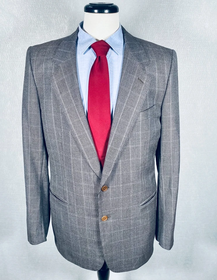 Blazer Barneys New York Para Hombres 42R Gris Lana Abrigo Deportivo Glen Chaqueta a Cuadros Italia Foto 2 de 4