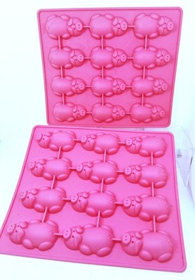 2x - 12 Little Pigs in a Blanket Silicone Baking Mold Pink by Mobi