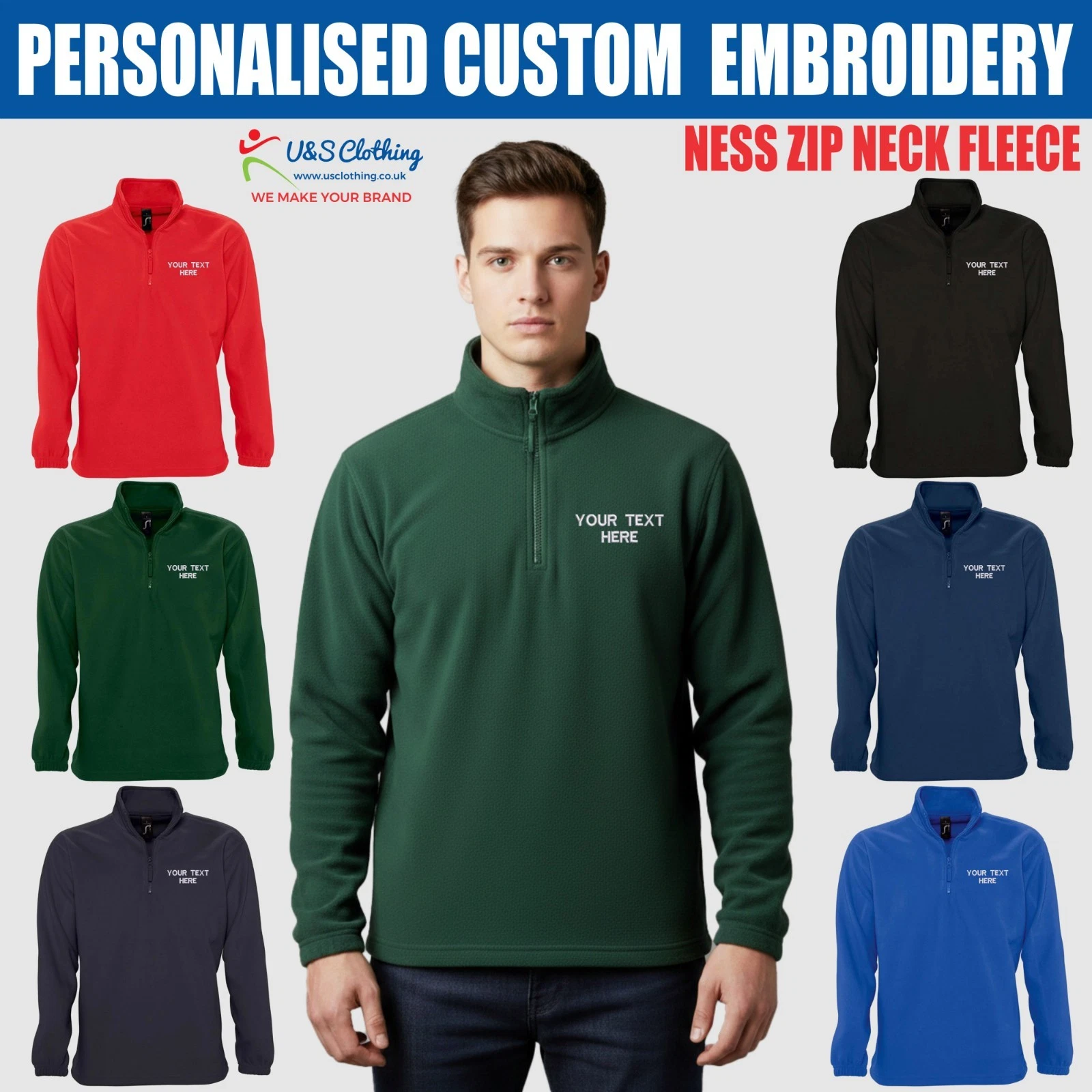Personalsied SOL'S Ness Zip Neck Fleece Custom Text Embroidered Men Women Jacket