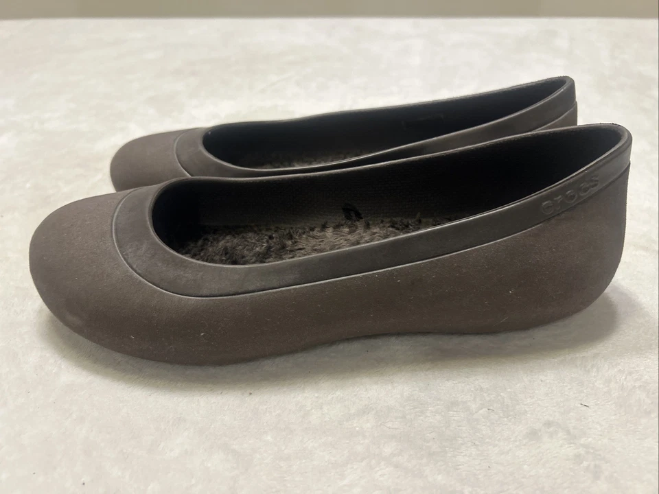 Crocs Mammoth Pisos Mujer Talla 10 Marrón Ballet Piel Forrado Sin Cordones Informales Neutro Foto 4 de 4