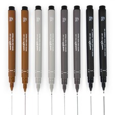Fineliner Drawing Pen - Sketching Set of 8-0.1mm / 0.5mm - Black, Dark Gray, ...