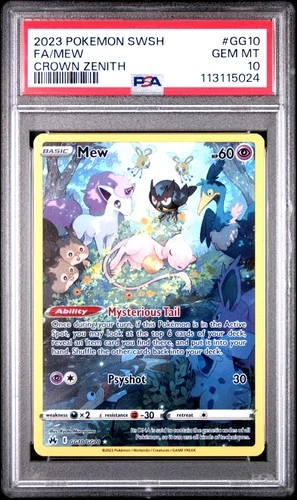 2023 POKEMON SWORD & SHIELD CROWN ZENITH #GG10 FULL ART/MEW PSA 10