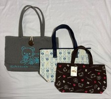 Rilakkuma Canvas Tote Bag Set 3 Pieces Character Print Gray 44cm x 28cm