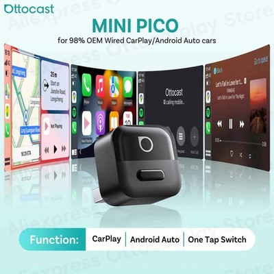 Ottocast Wireless Android Auto CarPlay Adapter Mini Pico 2 in 1 USB Dongle with