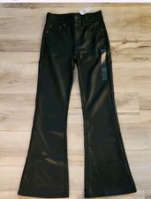American Eagle Black Faux Leather Flare Pants Size 2 Regular