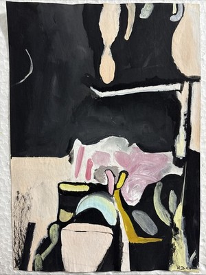 Richard Diebenkorn  drawing on old paper signed stamped vintage
