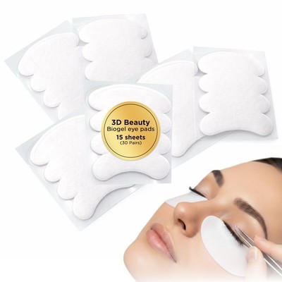 3D Beauty Biogel Under Eye Pads for Eyelash Extensions 15 Sheets 30 Pairs
