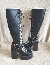 Buffalo Vegan Sinead Gorey Lace Up Front Knee High Boots Size 5 Rrp £189 BNWOB