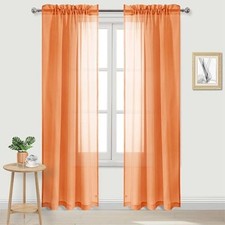 Orange Sheer Curtains 84 inches Long 2 42"W x 84"L Pack of 2 Sunset Orange