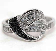 1CT Treated Black Sapphire  Topaz 925 Solid Sterling Silver Ring Sz 6,7,8,9 MB2