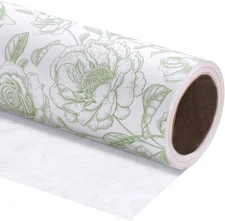 Kraft Floral Wrapping Paper Roll - Mini Roll - 17 Inch x 33 Feet - Vintage Toile