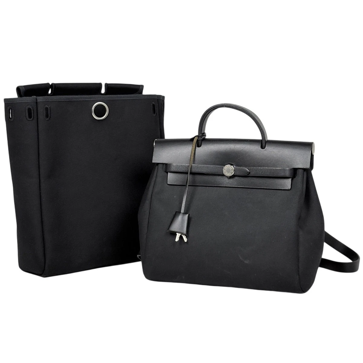 Hermes Herbag a Dos PM Backpack 2-Way Handbag Toile Officier Leather Black Hermès HERMES Herbag Ad PM Backpack Handbag Toile Officier  main image 3