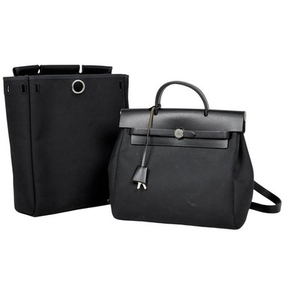 HERMES Herbag ad PM 2WAY Hand Bag Backpack Towar Officier Black 2002 Women