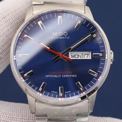 Mido Commander Chronometer Auto Blue Dial Stahl Day-Date COSC 42mm NEU Full Set - Bild 1 von 4