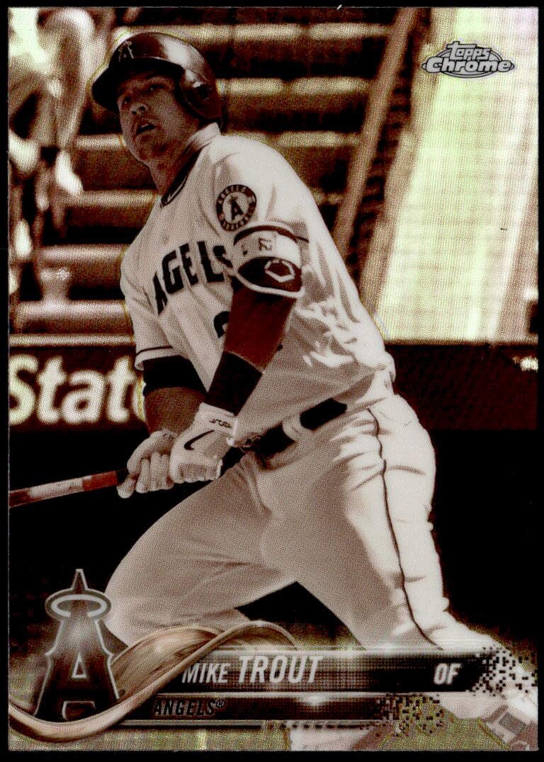 2018 Topps Chrome #100 Mike Trout Sepia Refractor E1