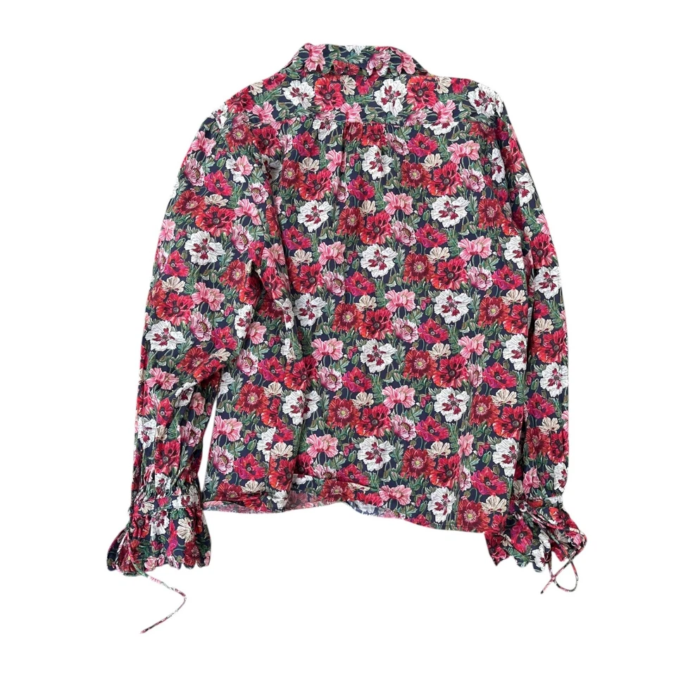 Blusa para mujer J Crew Liberty tela manga festoneada grande amapola Amelie floral Foto 4 de 4