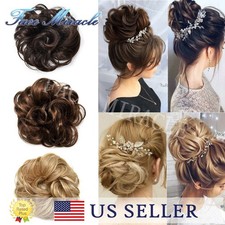 Curly Messy Hair Bun Women Hairpiece Scrunchie Updo Hair Extension As Human Hair