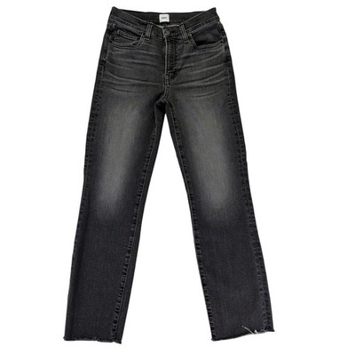 Edwin Bree Slim Straight Jeans Womens 25 Ash Black Faded Raw Hem Made in USA