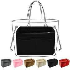 Black Slender Large Organizer Insert, Felt Tote Bag Organizer Insert with 5 S...