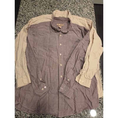 Sun River Mens XL Long Sleeve Button Down Cotton Shirt Lot 2 Tan Burgundy 1114