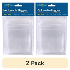 Re-closable Poly Bags, 3 x 4 inch, 100 Pack, Clear Jewelry and Craft Storage