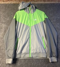 Nike Vintage Rare Windbreaker Windrunner Jacket Nylon Glanz Gray Green Neon Sz M