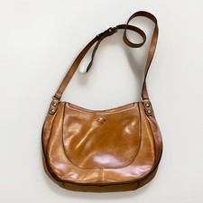 Patricia Nash Caletta Vintage Distressed Leather Shoulder Crossbody Bag Cognac