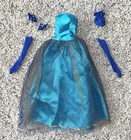 VTG Barbie Fashion Avenue Blue Gold Shimmer Gown Gloves Shoes Purse #25755 Set