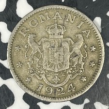 1924 Romania 1 Leu Lot#C8374