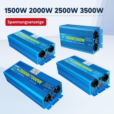 500W 1000W 2000W Reiner Sinus Spannungswandler 12V 24V auf 230V Wechselrichter